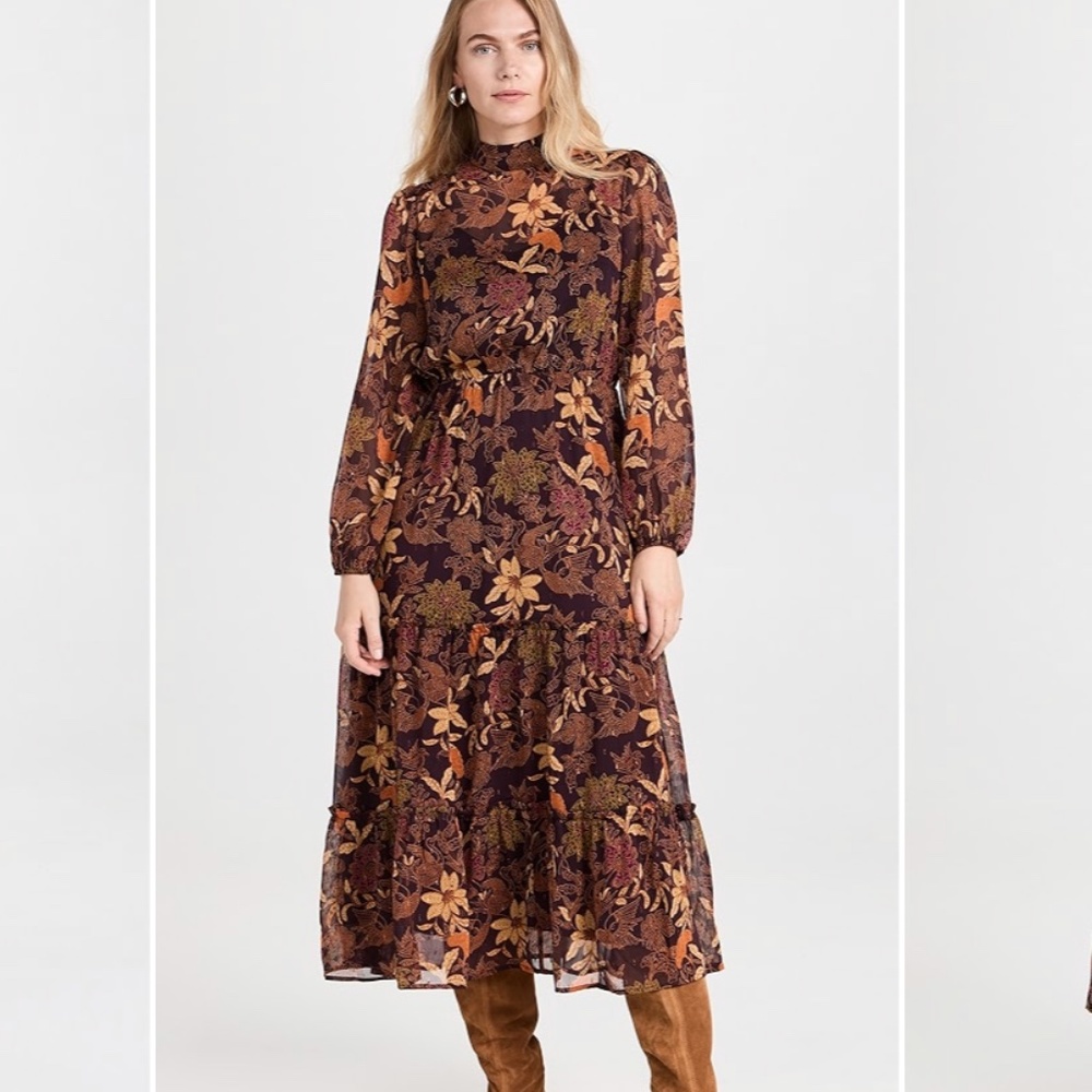 Lost + Wander wild bergamot brown floral maxi dress